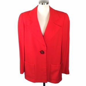 Vtg David Hayes Red Wool Jacket Blazer - Lined